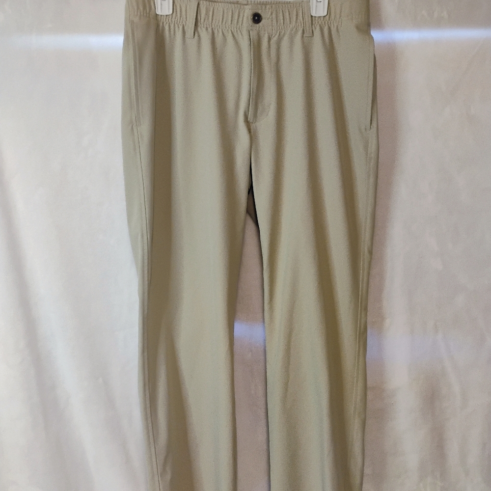 Under Armour Cream Performance Pants Mens 34x30 Stretch Waist Golf Active E